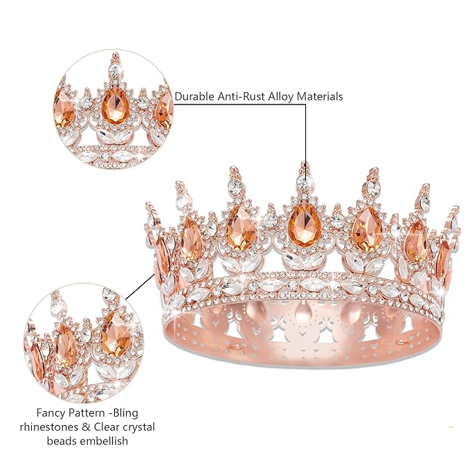 Queen Crown Rhinestone Wedding Crowns and Tiaras for Women Costume Party Hair Accessories Princess Birthday Crown Crystal Bridal Crowns