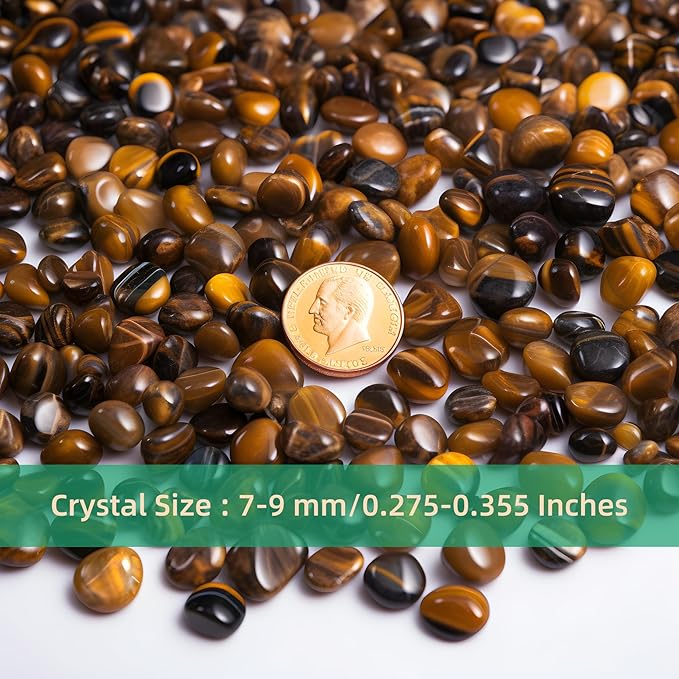 Polished Tigers Eye Rounded Crystal Chips 200 Pcs - 0.3" 10 oz Tumbled Stone Chips Crushed Sea Glass Stones Healing Reiki Crystal Making Home Decoration