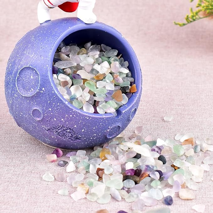 Polished Fluorite Crystal Chips 200 Pcs - 0.3" 10 oz Tumbled Stone Chips Crushed Sea Glass Stones Healing Reiki Crystal Jewelry Making Home Decoration