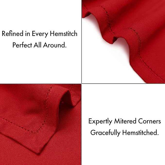 Ruvanti Cloth Napkins - 100% Cotton Dinner Napkins, Hem Stitched Corners, 18x18 Inch, 12 Pack - Soft, Absorbent, Durable, Reusable, Wrinkle Resistant for Formal Dining & Everyday Use - Flame Scarlet