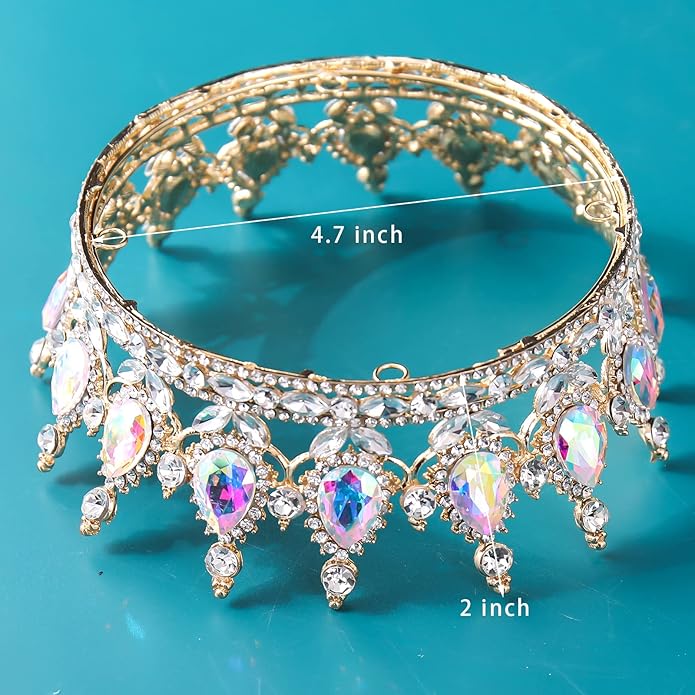 FORSEVEN Queen Crown Rhinestone Wedding Crowns and Tiaras for Women Costume Party Hair Accessories Princess Birthday Crown Crystal Bridal Crown Halloween Decorations Headband