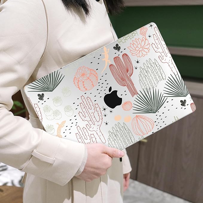 MEEgoodo Case for MacBook Pro 13 inch, Laptop Hard Shell Case with Keyboard & Camera Cover, Cacti