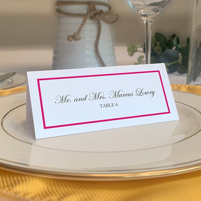 Single Line Border Printable Place Cards, Fuschia (Choose Color), Set of 60 (10 Sheets), Laser & Inkjet Printers - Wedding, Party, Dinner, and Special Events - Made in the USA