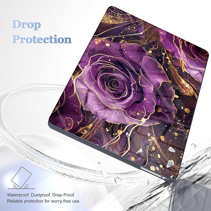 May Chen Case for MacBook Pro 13 inch M2 2023,2022,2021,2020 A2338 M1 A2251 A2289, Plastic Hard Shell Case for MacBook Pro 13" with Touch Bar Fits Touch ID, Purple Roses