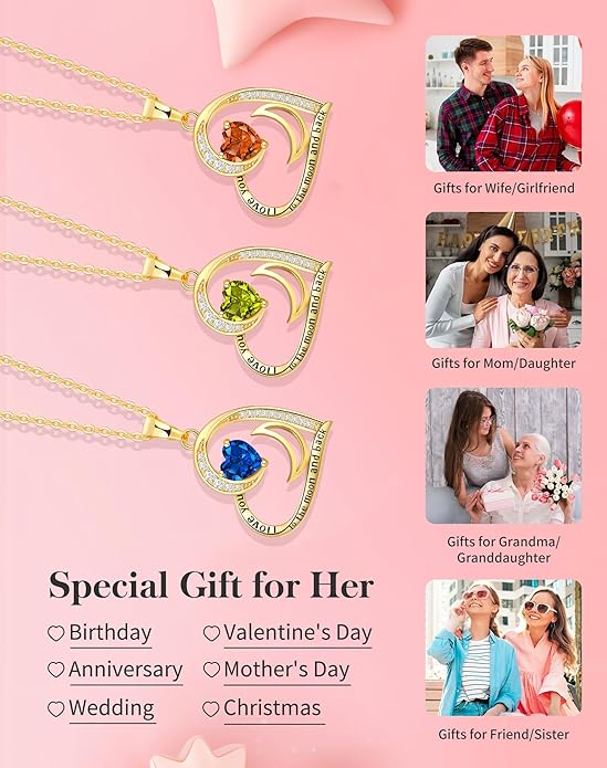 Heart Gold Necklace for Women Birthday Gifts for wife Jewelry for Wife Necklace for Girlfriend Mom Daughter Gold Jewelry for Women