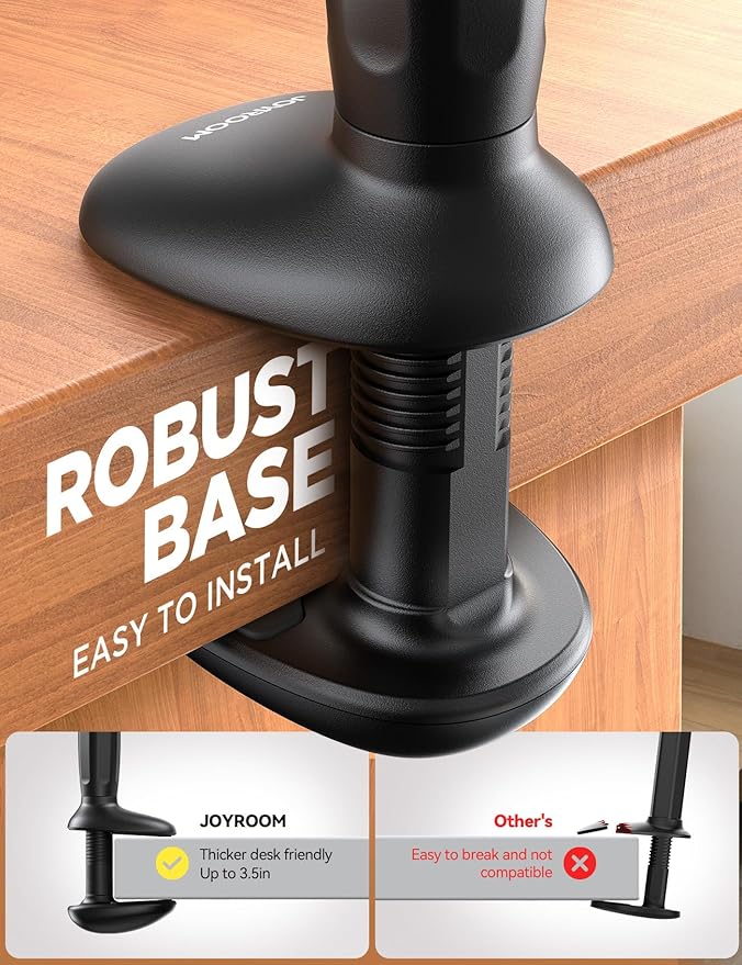 JOYROOM Gooseneck Phone Holder for Bed, [Upgrade Safety Lock] Flexible Long Arm Phone Stand, 720° Adjustable Desk Clamp Clip Phone Mount for iPhone 16 & All 4-7" Devices