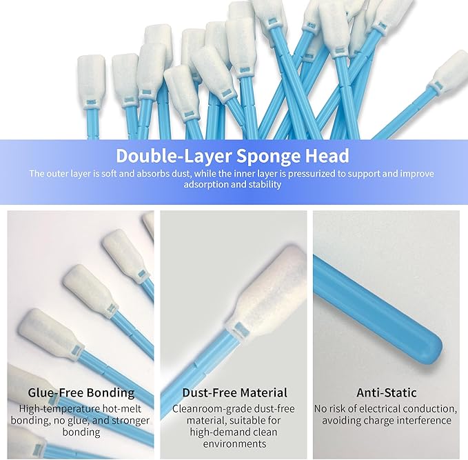 5.9" Foam Cleaning Swabs Lint-Free Lab/Printer/Optical Printheads 100 Pcs Foam Swabs for Inkjet Printheads, Sensors, Cameras and Gun Cleaning