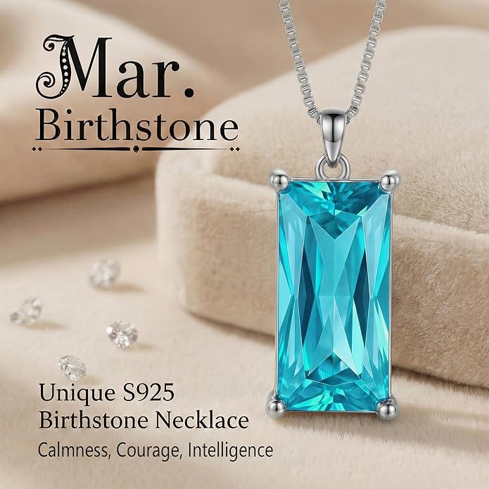 Minimalist Square 8mm×16mm Birthstone Sterling Silver Necklace - Hypoallergenic, Lightweight, Gift for Her