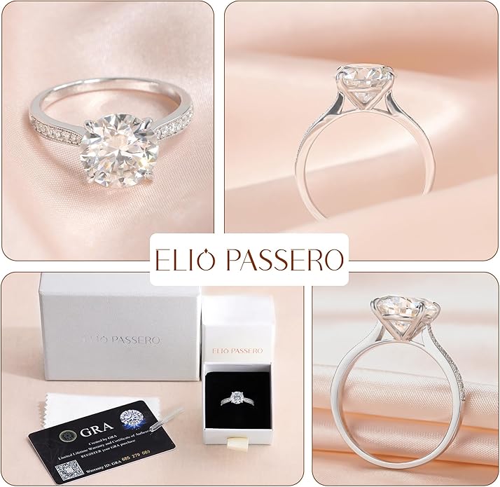 Moissanite Engagement Rings for Women,Promise Rings 925 Sterling Silver with 18K Yellow/White Gold Plated,D Color VVS1 Wedding Band Moissanite Ring 0.5/1/1.5/2/3/4CT
