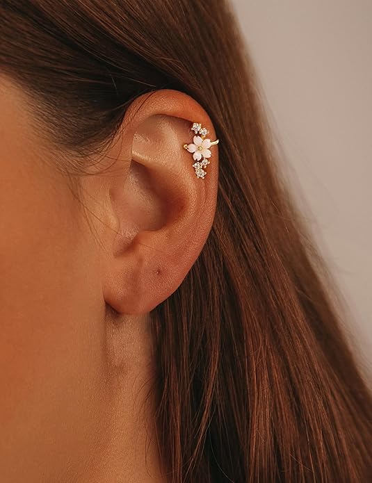 3Pcs Ear Cuffs Non Piercing for Women - Trendy 14K Gold Plated Cuffs Earrings with Cubic Zirconia - Dainty Clip On Cartilage Earring Jewelry
