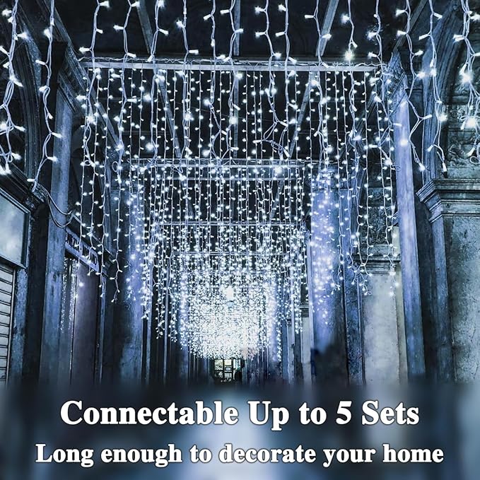 288FT 800LED Extra-Long String Lights Indoor Outdoor Clear Wire, Cold White Christmas String Lights, Plug in Twinkle Fairy Light With Timer and Memory For Wedding Patio Tree Yard Christmas Decorations