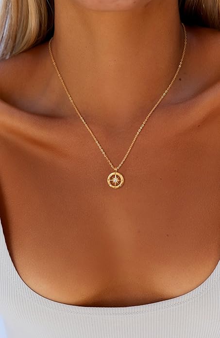 CHESKY Layered Necklaces for Women Trendy, Dainty 14k Gold Plated Pendant Necklace Layering Necklace for Women Non Tarnish Hypoallergenic Sun Gold Necklace Stack Gold Jewelry for Women Gifts
