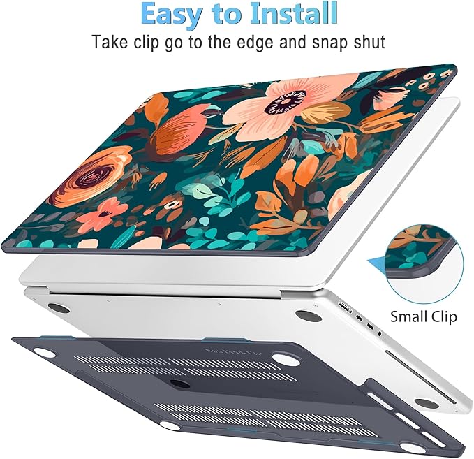 Mektron Case for MacBook Pro 16" M4 A3403 A3186 M3 A2991 M2 A2780 M1 A2485 (2021/2023/2024) Pro/Max with Touch ID, Hard Shell Plastic Laptop Cover Keyboard Cover Screen Protector, Abstract Florals