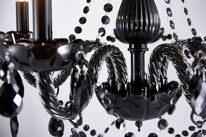 Saint Mossi Modern K9 Crystal Chandelier,Black Chandelier with 5 Lights E12 Base, Modern Pendant Ceiling Lighting Fixture for Dining Room,Bedroom,Living Room, D19 x H19 with Max 59" Adjustable Chain
