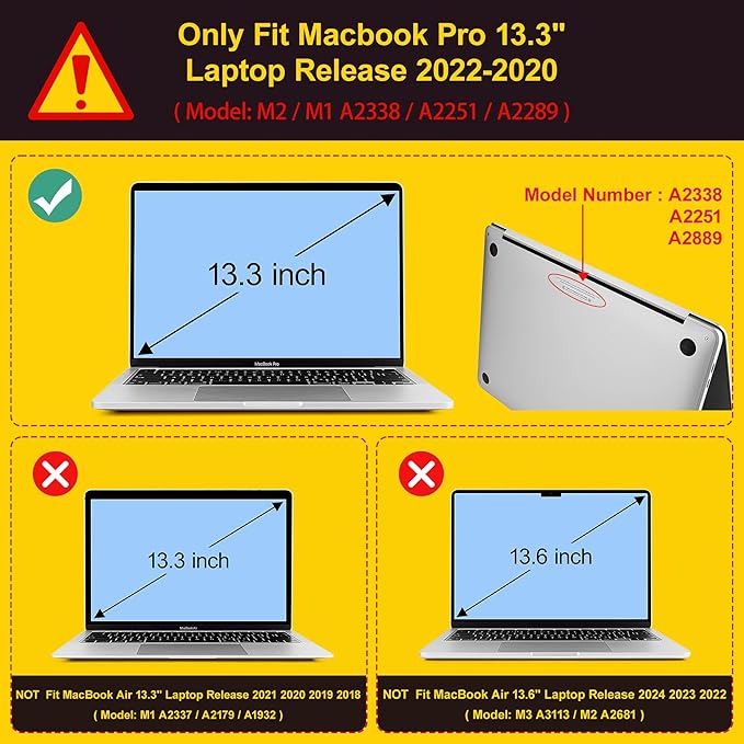 Case for MacBook Pro 13 inch with/Without Touch Bar (2016-2022, M2 A2338 M1 A2289 A2251 A2159 A1989 A1706 A1708), Hard Shell + Keyboard Cover + Dust Plug, Ornament