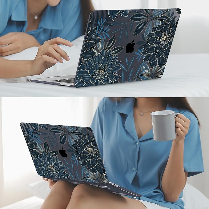 Mektron for MacBook Pro 13-inch Case 2022 2021 2020 Release A2338 M2 M1 A2289 A2251, Printed Plastic Hard Shell Cover for New MacBook Pro 13.3-inch Touch Bar Fits Touch ID, Dahlia Flower C035
