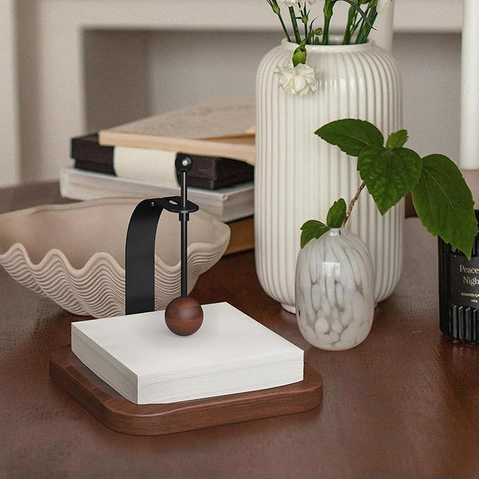 Napkin Holder for Table, Wood Napkin Holders for Paper Napkins, Cocktail Napkin Holder, Suitable for Kitchen, Restaurant, Bar, Office, Parties, Home Décor, Hotel, Cafe (Walnut Wood)
