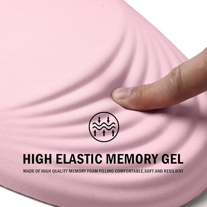 Ergonomic Mouse Pad with Wrist Rest Support,Mousepad Relief Carpal Tunnel Pain, Entire Memory Foam Mouse Pad with Non-Slip PU Base, Wireless Mouse Pad, Pink