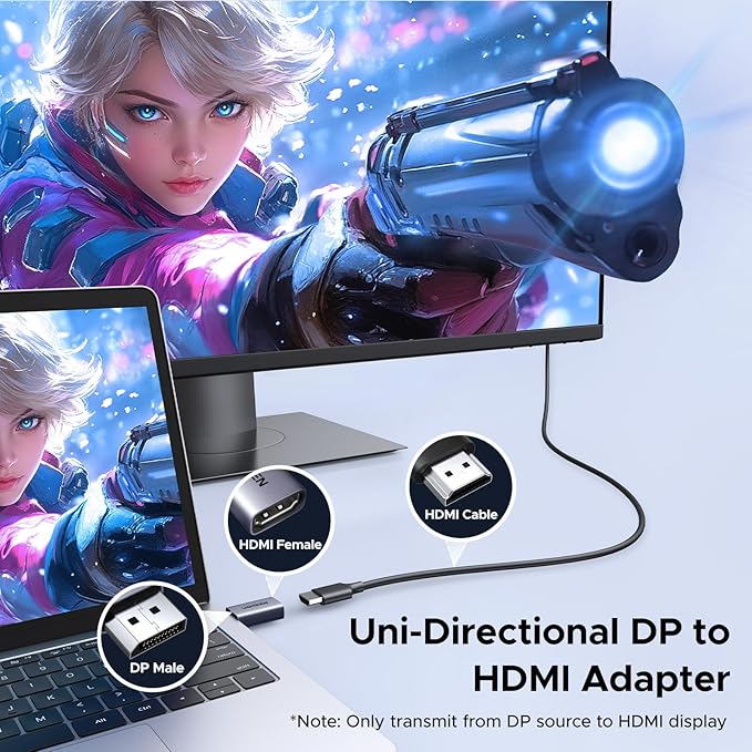 UGREEN 4K DisplayPort to HDMI 2-Pack Adapter Unidirectional Display Port 1.2 to HDMI 1.4 Male to Female Converter Aluminum Adapter Compatible with Desktop, Laptop, Monitor, HDTV, AMD, NVIDIA