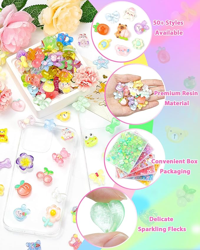 100PCS FIVEIZERO Cute Slime Charms Bulk Set – Kawaii Flatback Resin Charms for Crafts, Mini Decoden Acrylic Embellishments for Phone Junk Cases, Scrapbooking & DIY Decoration (Purple)