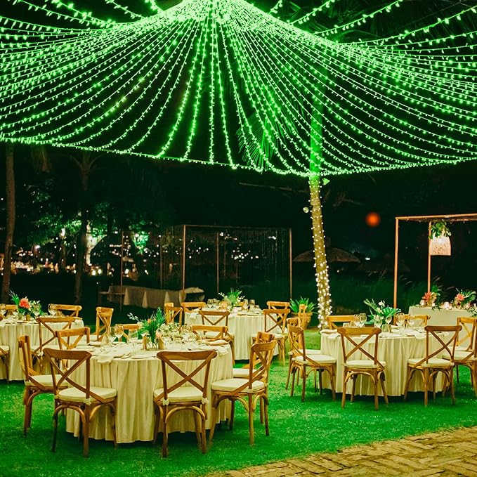 500 LED Green Christmas Lights Outdoor, 165ft Green String Lights Indoor Clear Wire 8 Modes Waterproof Plug in Twinkle Fairy Lights with Timer Memory for Room Tree Party Decorations
