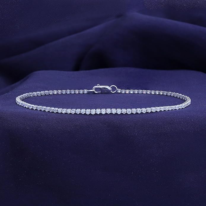 Tennis Bracelet for Women 1.10 to 1.30 Carat (ctw) Round Lab Grown Diamond Single Row Stacking Dainty Bracelets for Brides In 10K Solid Gold Or 925 Sterling Silver Jewelry Size-6.5 to 7.5 Inch