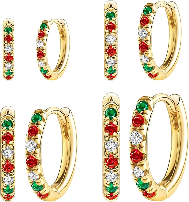 Small Gold Huggie Hoop Earrings Set for Women Men Hypoallergenic 14K Plated Stack Cartilage Earrings, Multiple Piercing Lightweight Mini Thin Cute Dainty Trendy Jewelry Set Christmas Gifts for Women