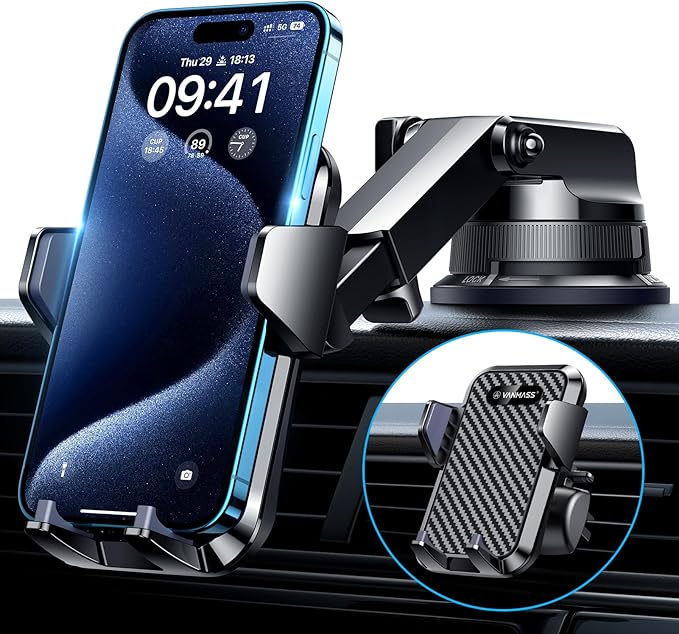 VANMASS [2025 Upgrade Phone Holders for Your Car [Super Suction Cup] Cell Phone Mount Car Dashboard Window Vent Desk Fit for iPhone 16 Pro Max 15 14 Universal Handsfree Automobile Vehicle Cradle