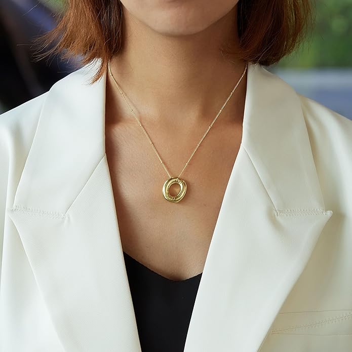 Inerney Valentines Day Gifts Gold Bubble Letter Necklace Initial Necklaces for Women, Chunky 14K Plated Balloon Initials, Trendy Charm Non Tarnish Custom Name Pendant Jewelry Gifts for Mom