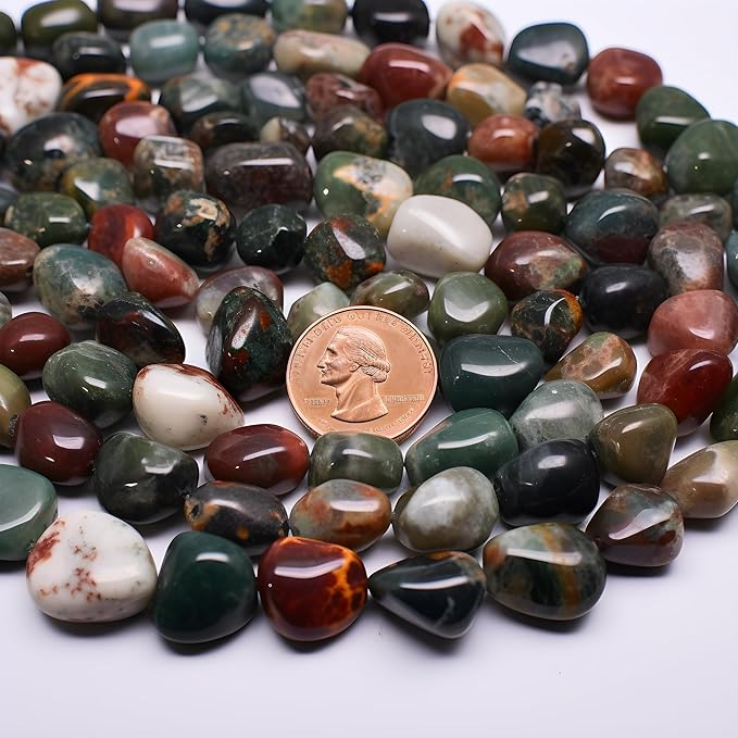 Polished Ocean Jasper Crystal Chips 200 Pcs - 0.3" 10 oz Tumbled Stone Chips Crushed Sea Glass Stones Healing Reiki Crystal Making Home Decoration,0.3" inches