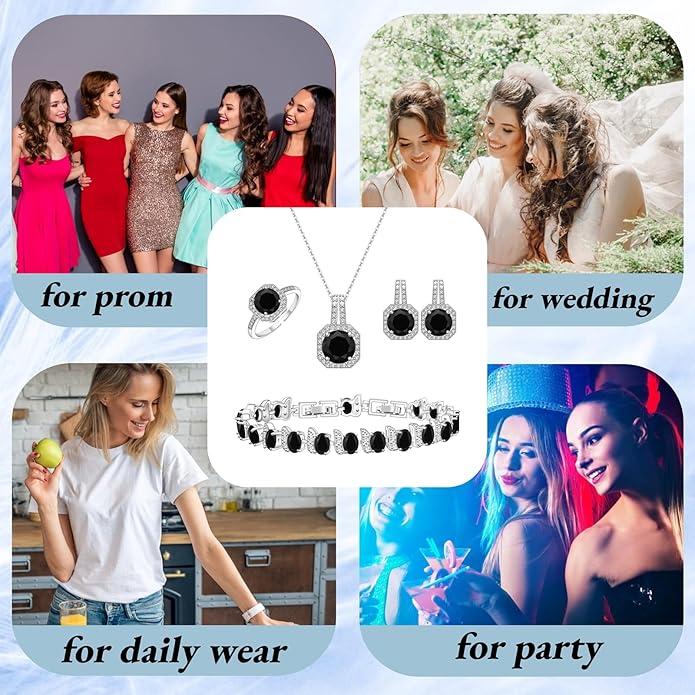 GZWHD Jewelry Set for Women CZ Earrings Necklace Ring Bracelet Set Prom Party Wedding Jewelry Gift for Mother Friend Wife