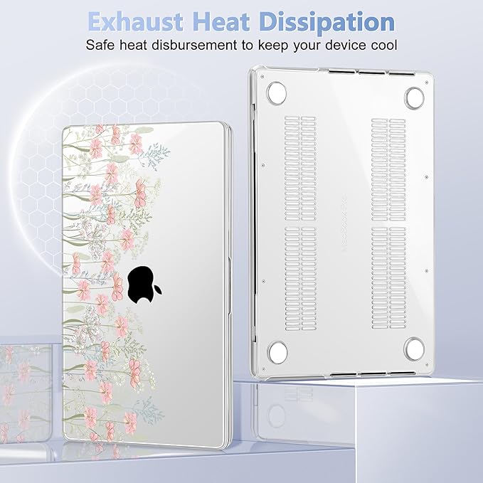 for MacBook Pro 16 inch Case 2021 2022 2023 2024 Release A3186 A3403 M4 A2991 M3 A2780 M2 A2485 M1 Pro/Max, Hard Shell Case with Screen Protector & Keyboard Cover, Floral C322