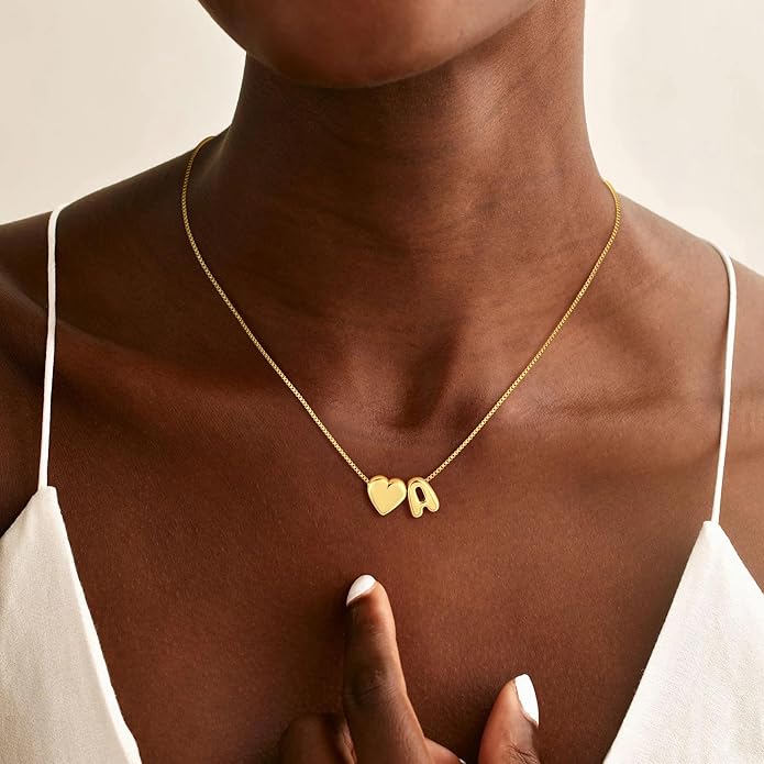 Valentines Day Gifts for Kids Teen Girls Women - 14K Gold Plated Dainty Heart A-Z Initial Letter Necklace Teen Girls Gifts Trendy Stuff Birthday Gift for 5 6 7 8 9 10 Year Old Girls Gift