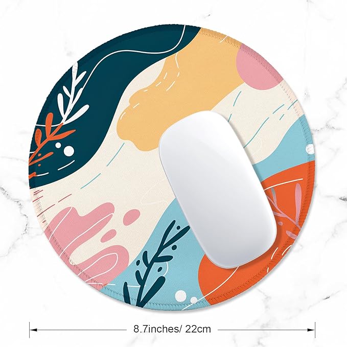 ITNRSIIET Round Mouse Pad with Stitched Edge Premium-Textured Waterproof Non-Slip Rubber Base Desktop Protection Mat Diameter 8.7 inches, Art Style Pattern