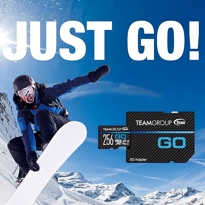 TEAMGROUP GO Card 512GB Micro SDXC UHS-I U3 V30 4K, R/W up to 100/90 MB/s for GoPro & Action Cameras High Speed Flash Memory Card with Adapter for Outdoor, Sports, 4K Shooting TGUSDX512GU303