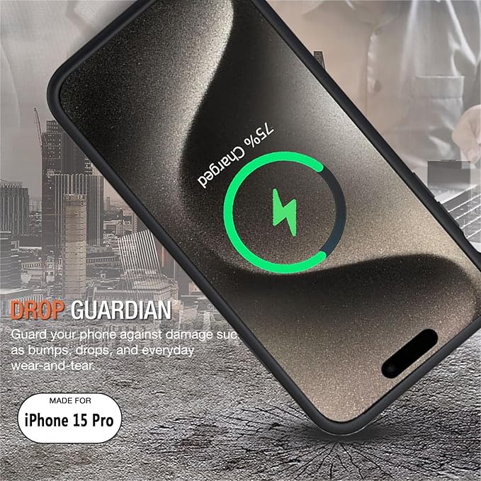 Battery Case for iPhone 15 Pro, 10000mAh Rechargeable Portable Charging Case with Wireless Charging, Compatible for iPhone 15 Pro (6.1 inch) with CarPlay, Extend Battery Pack Charger (Black)
