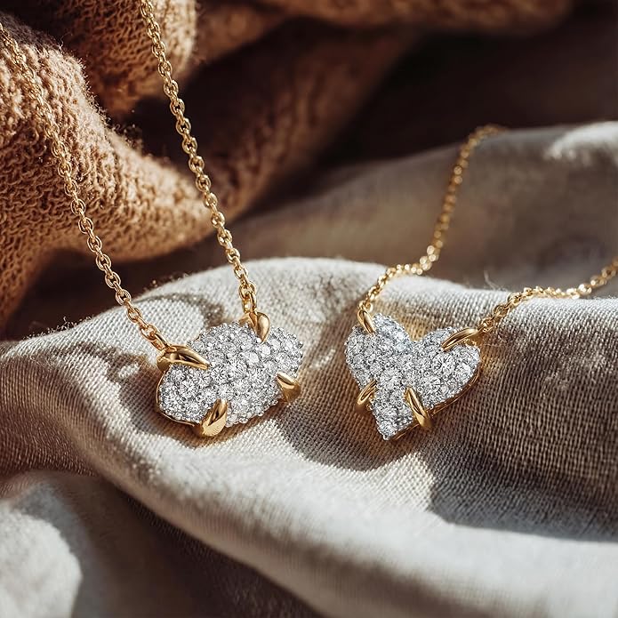 MEVECCO Dainty Gold Necklace For Women 18k Gold Plated Full CZ Pendant Necklace Handmade Necklace Jewelry Everyday Wear