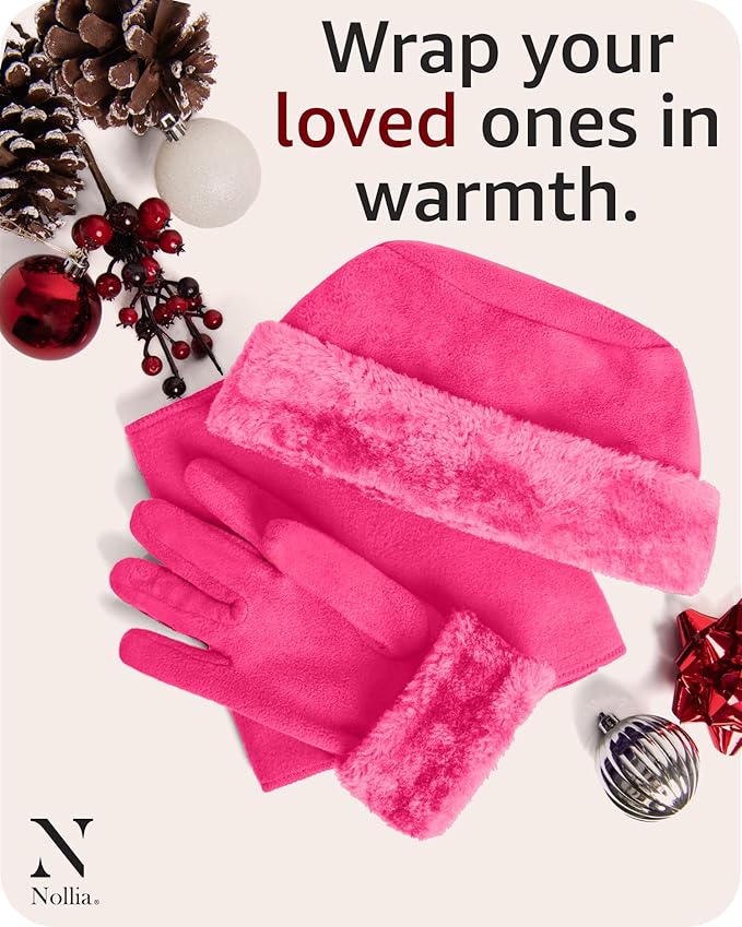 boxed-gifts Women's Warm Fleece Winter - Women's Hat and Glove Set + Hats Gloves Scarves for Women