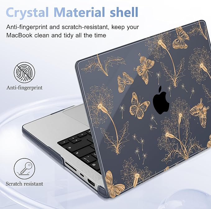 for MacBook Pro 16 inch Case 2021 2022 2023 2024 Release A3186 A3403 M4 A2991 M3 A2780 M2 A2485 M1 Pro/Max, Hard Shell Case with Screen Protector & Keyboard Cover, Butterflies