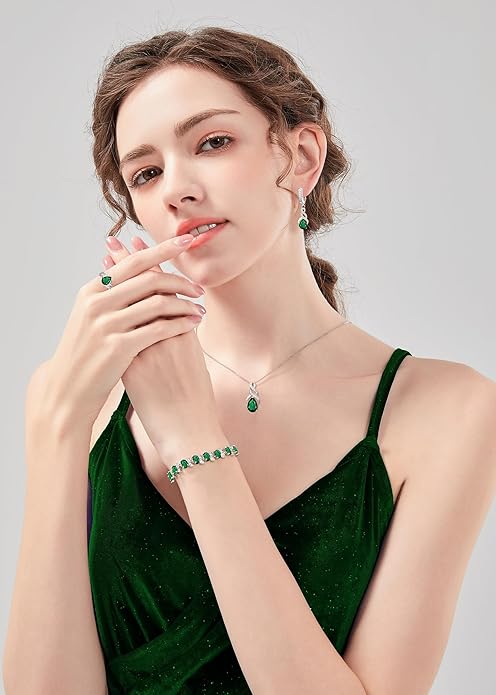 GZWHD Jewelry Set for Women CZ Earrings Necklace Ring Bracelet Set Prom Party Wedding Jewelry Gift for Mother Friend Wife