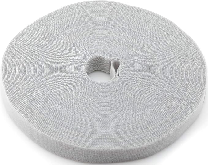 Reusable Fastening Tape Cable Ties 3/4 Inch Double Side Hook Roll (25 Yard, Grey)