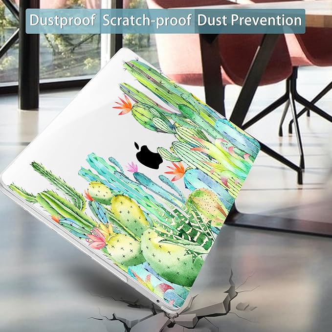 Mektron for MacBook Air 13 Case A1466/A1369 (2010-2017 Release), Snap-on Plastic Hard Shell Cover for MacBook Air 13.3 inch with Keyboard Cover,Watercolor Cactus