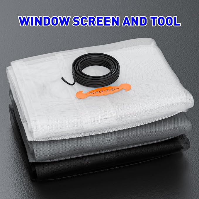 MAGZO Window Screen Replacement Mesh 48"W x 99"L - DIY Adjustable Polyester Pet Proof Screen Door Mesh for Patio Sliding Doors Window Screen Repair Kit, Durable, Washable, Gray