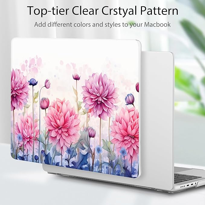 Tuiklol for MacBook Pro 14 Inch Case 2024-2021 Release M4 A3112 A3401 A3185/M3 A2918 A2992/M2 A2779/M1 A2442 Pro/Max,Hard Shell Case with Keyboard Cover & Screen Protector for Touch ID,Pink Flowers