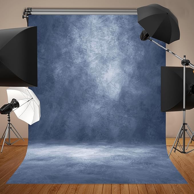 Abstract Professional Photography Backdrop for Portrait Photo Props Booth Background Photoshoot Studio with Polyester Fabric Roller Pocket on Top (8x10ft,Blue,No Stand)