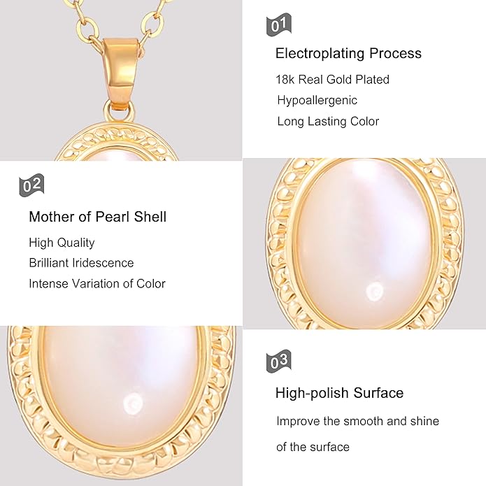 Aobei Pearl 18K Gold Plated Moon Star Lion Evil Eye Love Heart Cross Pendant Necklace Medallion Paperclip Chian Choker Layering Jewery for Women