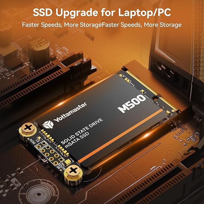 Yottamaster M500 128GB mSATA SSD SATA III 6Gb/s, mSATA Internal Solid State Drive Up to 500MB/s, Mini-SATA with 3D NAND, Compatible with Ultrabooks Desktop PC Laptop, All-in-One PCs, 30x50mm