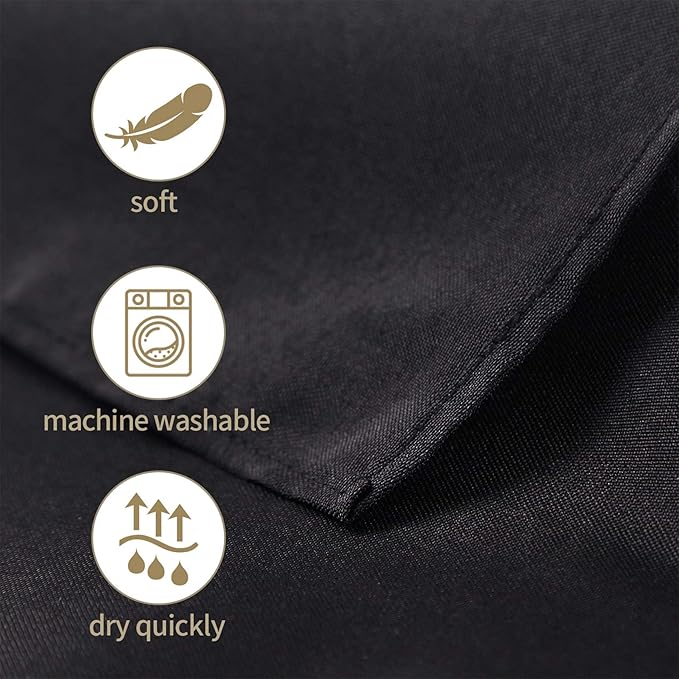 50pcs Polyester Cloth Napkins - 17 x 17 inch Black Dinner Washable Napkins with Hemmed Edges for Restaurant/Wedding/Hotel(50,Black)
