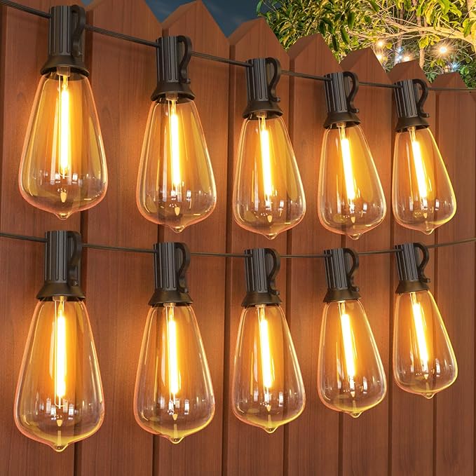 GPATIO 200FT(100FT*2Pack) Outdoor String Lights, Waterproof Patio Lights with 104 Dimmable Hanging Lights Globe ST38 Bulbs, 2700k Shatterproof for Backyard Gazebo Porch Garden Outside Decor