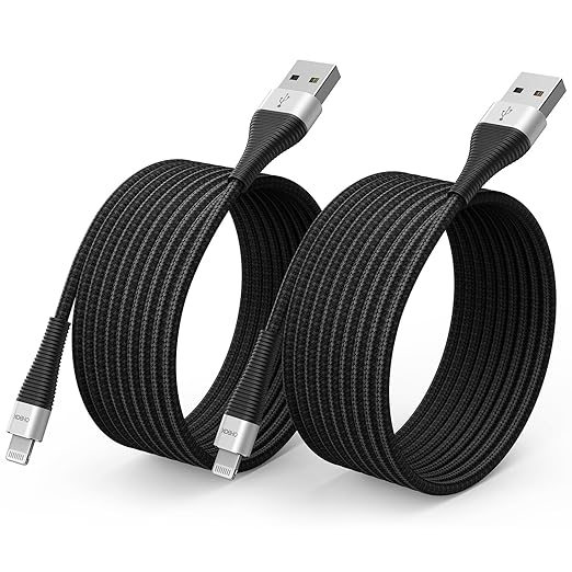 Extra Long iPhone Charger Cord 15FT 2Pack, Apple MFi Certified USB A to Lightning Cable Braided Fast Charging Cord Compatible with iPhone14/13/12/11 Pro Max/Pro/XS Max/XS/XR/X/8 Plus/8/7/iPad/iPod